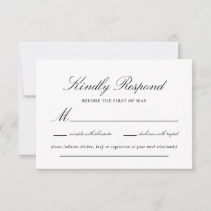 Schwarze und goldene Spitzen Elegante Script-Hochz RSVP Karte
