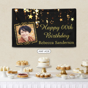 Schwarze und goldene Stars mit Foto jedes Jahr am Banner
