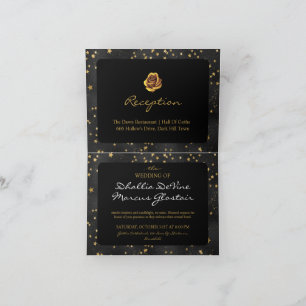 Schwarze und goldene Sterne Goth Muster  Einladung