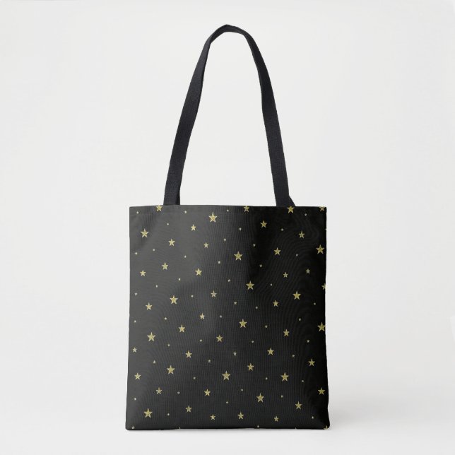Schwarze und goldene Sterne Tasche (Vorderseite)