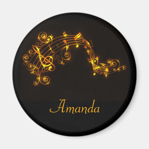 Schwarze und goldene Swirbelmusik Magnet