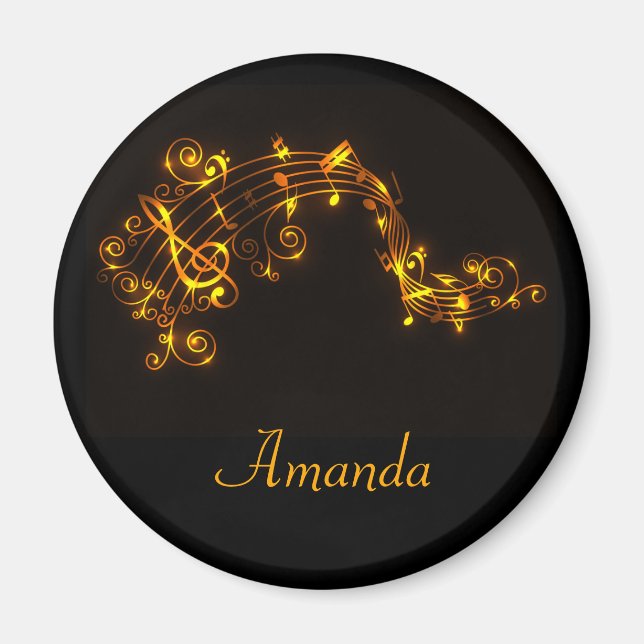 Schwarze und goldene Swirbelmusik Magnet (Vorne)