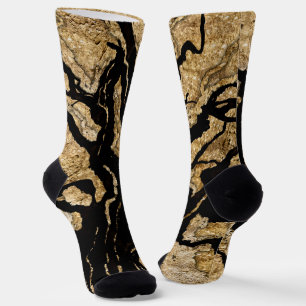 Schwarze und goldene Textur, gemischte Medien abst Socken