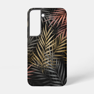 Schwarze und goldene tropische Blumen und Blätter Samsung Galaxy Hülle