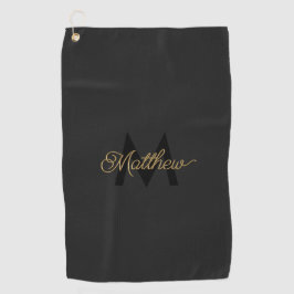Schwarze und goldene Typografie Hinzufügen von Nam Golfhandtuch