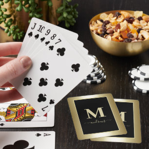 Schwarze und goldene Unterschrift Name Spielkarten