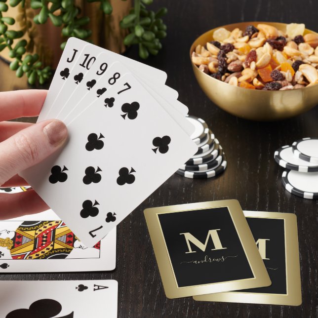 Schwarze und goldene Unterschrift Name Spielkarten (In Situ)