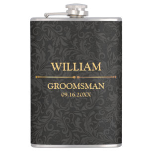 Schwarze und goldene Vinyl-umhüllte Flasche Flachmann