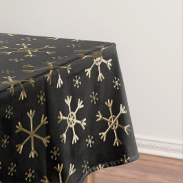 Schwarze und goldene Weihnachtsschneeflocken Tischdecke