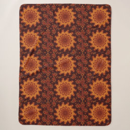 Schwarze und goldene Wildblumen 10 Sherpadecke