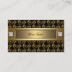 Schwarze und goldene Wirbel Elegant Visitenkarte