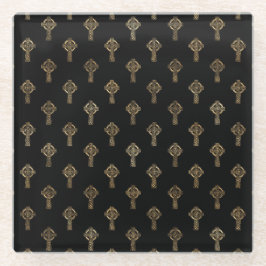 SCHWARZE UND GOLDKÖRPER KNOTEN UND KREUZEN GLASUNTERSETZER