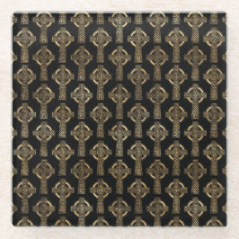 SCHWARZE UND GOLDKÖRPER KNOTEN UND KREUZEN GLASUNTERSETZER