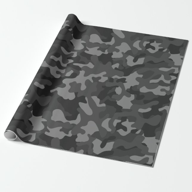 SCHWARZE UND GRAUE CAMOUFLAGE-GESCHENKE-PAPIER GESCHENKPAPIER (Ungerollt)