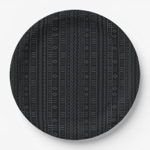 Schwarze und graue Designer-Mudcloth-Papierplatte