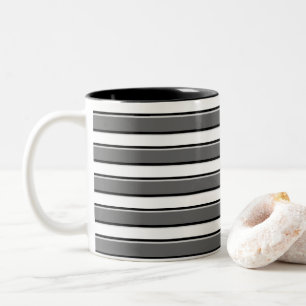 Schwarze und graue horizontale Streifen auf Weiß Zweifarbige Tasse