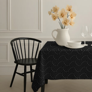 Schwarze und graue moderne geometrische wellenförm tischdecke