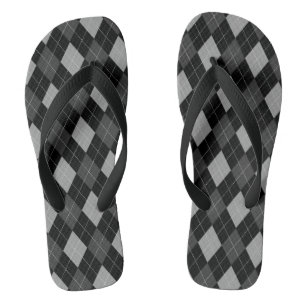 Schwarze und graue Raute Flip Flops