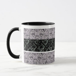 Schwarze und graue Retro-Muster-Tasse Tasse