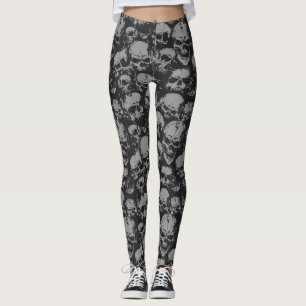 Schwarze und graue Schädel-Leggings Leggings