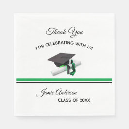 Schwarze und grüne Cap & Tassel | Graduierungspart Serviette