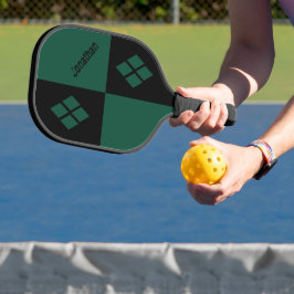 Schwarze und grüne Diamanten | Moderne benutzerdef Pickleball Schläger