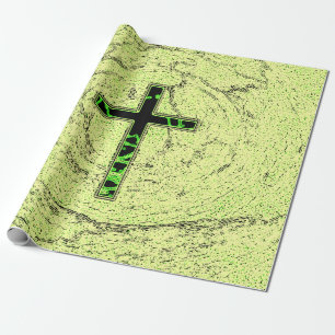 SCHWARZE UND GRÜNE KREUZEN MIT MARKE GESCHENKPAPIER