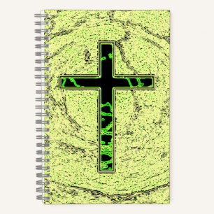 SCHWARZE UND GRÜNE KREUZEN MIT MARKE NOTIZBUCH