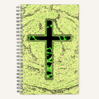 SCHWARZE UND GRÜNE KREUZEN MIT MARKE NOTIZBUCH