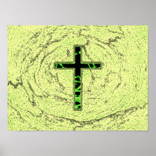 SCHWARZE UND GRÜNE KREUZEN MIT MARKE POSTER