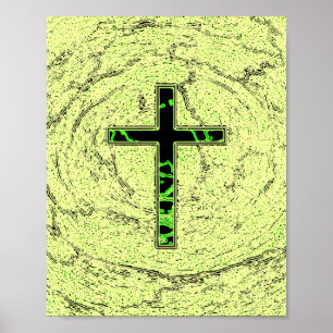 SCHWARZE UND GRÜNE KREUZEN MIT MARKE POSTER