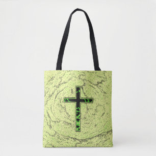 SCHWARZE UND GRÜNE KREUZEN MIT MARKE TASCHE