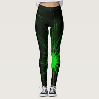 Schwarze und grüne NeonLeggings Leggings