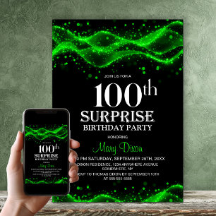 Schwarze und grüne Überraschung zum 100. Geburtsta Einladung