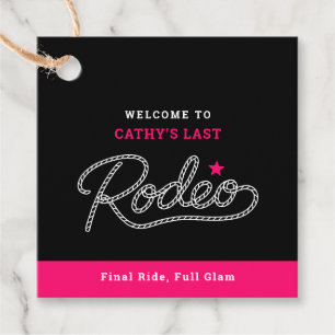 Schwarze und heiße pinke letzte Rodeo-Junggesellin Geschenkanhänger