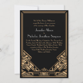 Schwarze und Imitate Gold Art Deco Gatsby Style Ho Einladung
