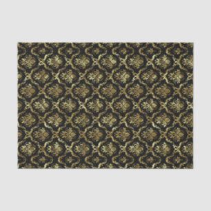 Schwarze und Imitate Gold Shiny Floral Damaskus Seidenpapier