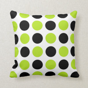 Schwarze und Kalkgrüne Polka-Punkte Kissen