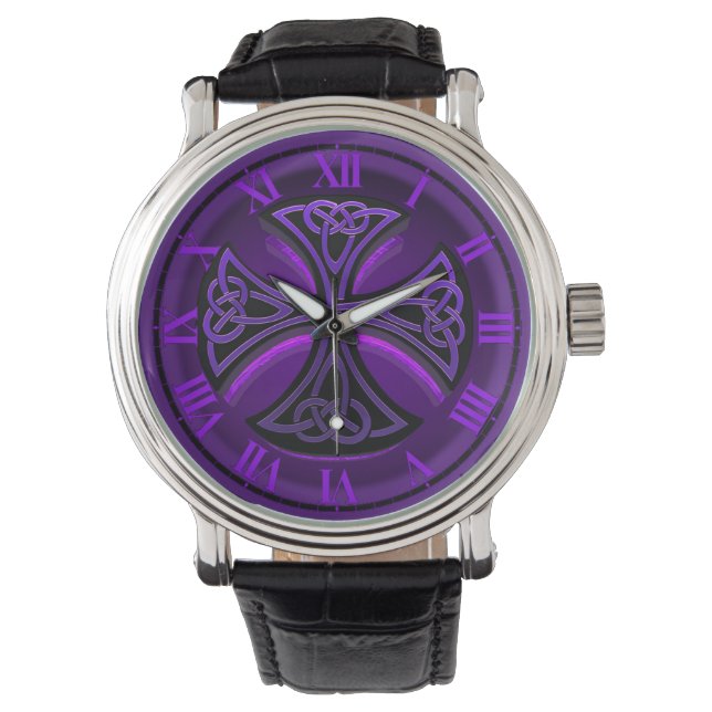 Schwarze und Lila Armbanduhr (Vorderseite)