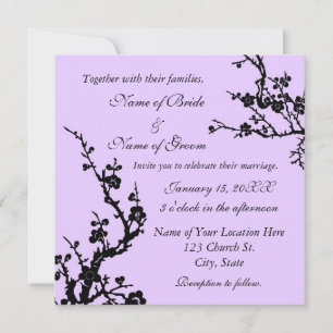 Schwarze und Lila Blumenkarten für Hochzeiten Einladung