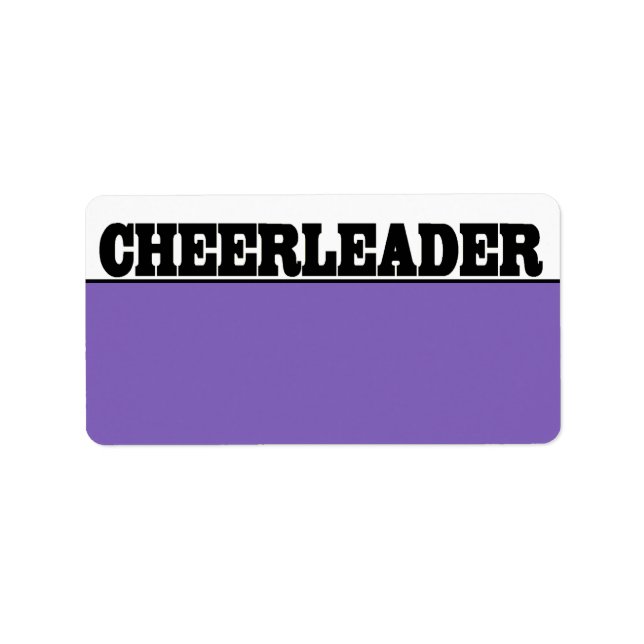 Schwarze und Lila Cheerleader Namenskleber Adressaufkleber (Vorne)