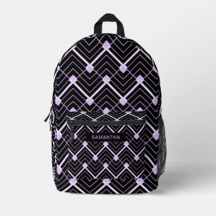 Schwarze und Lila Diamantlinien (4) Bedruckter Rucksack