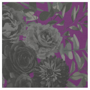 Schwarze und Lila dunkle gotische Rose Floral Stoff