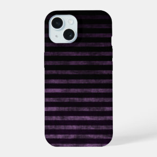 Schwarze und lila Grunge-Ombre-Streifen iPhone 15 Hülle