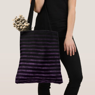 Schwarze und lila Grunge-Ombre-Streifen Tasche
