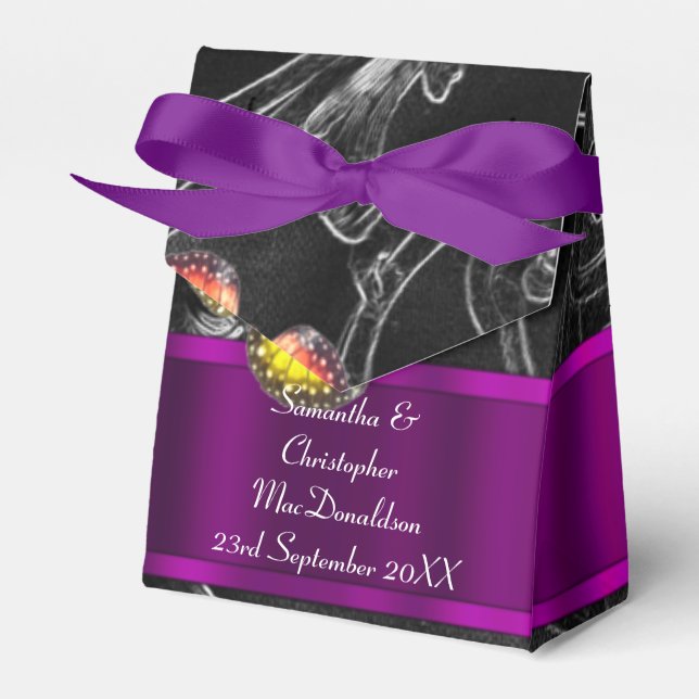 Schwarze und lila Hochzeit Geschenkschachtel (Vorderseite)
