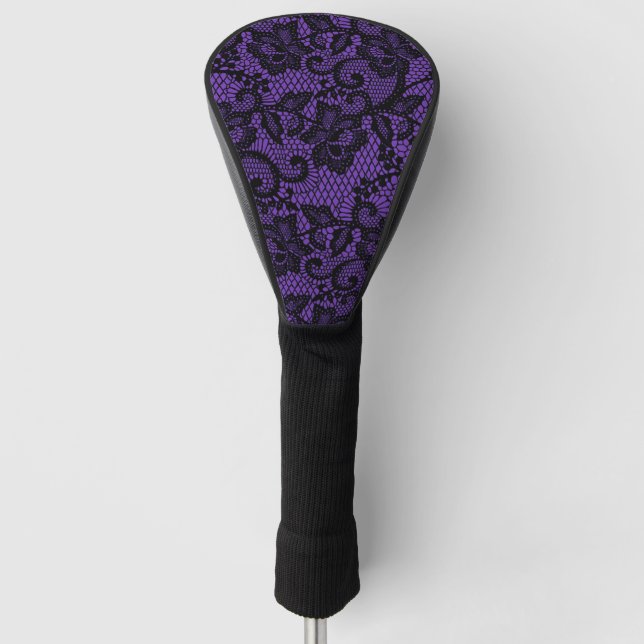 Schwarze und Lila Imitat Golf Headcover (Vorderseite)