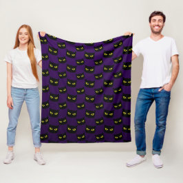 Schwarze und lila Katzengelbe Augen Halloween-Must Fleecedecke