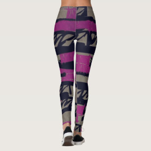 Schwarze und lila Kritzelleggings Leggings