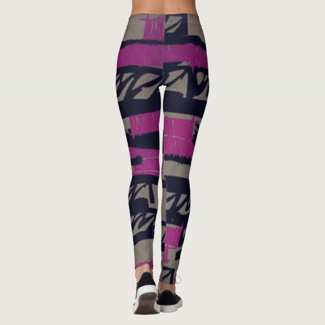 Schwarze und Lila Leggings (Rückseite)